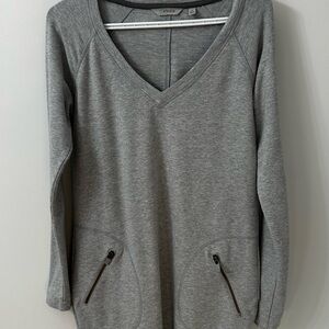 Athleta Gray Enchanted V-Neck Dress with Zipper Pockets